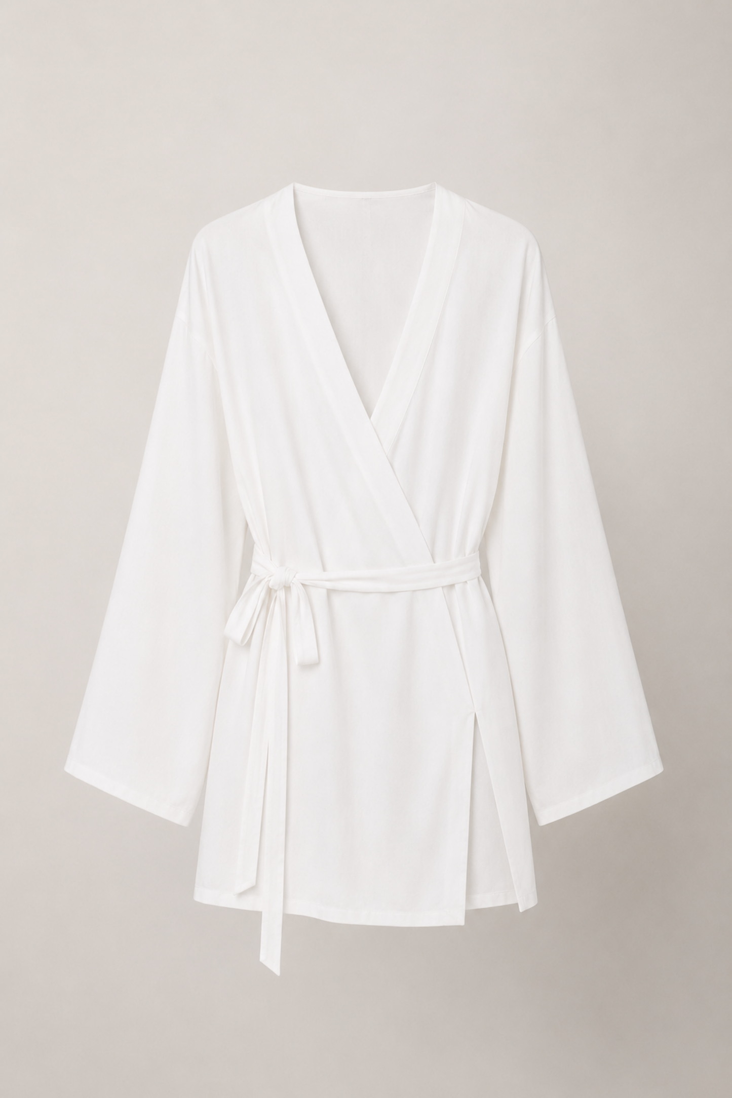Kadın Ekru Kuşaklı Soft Kimono