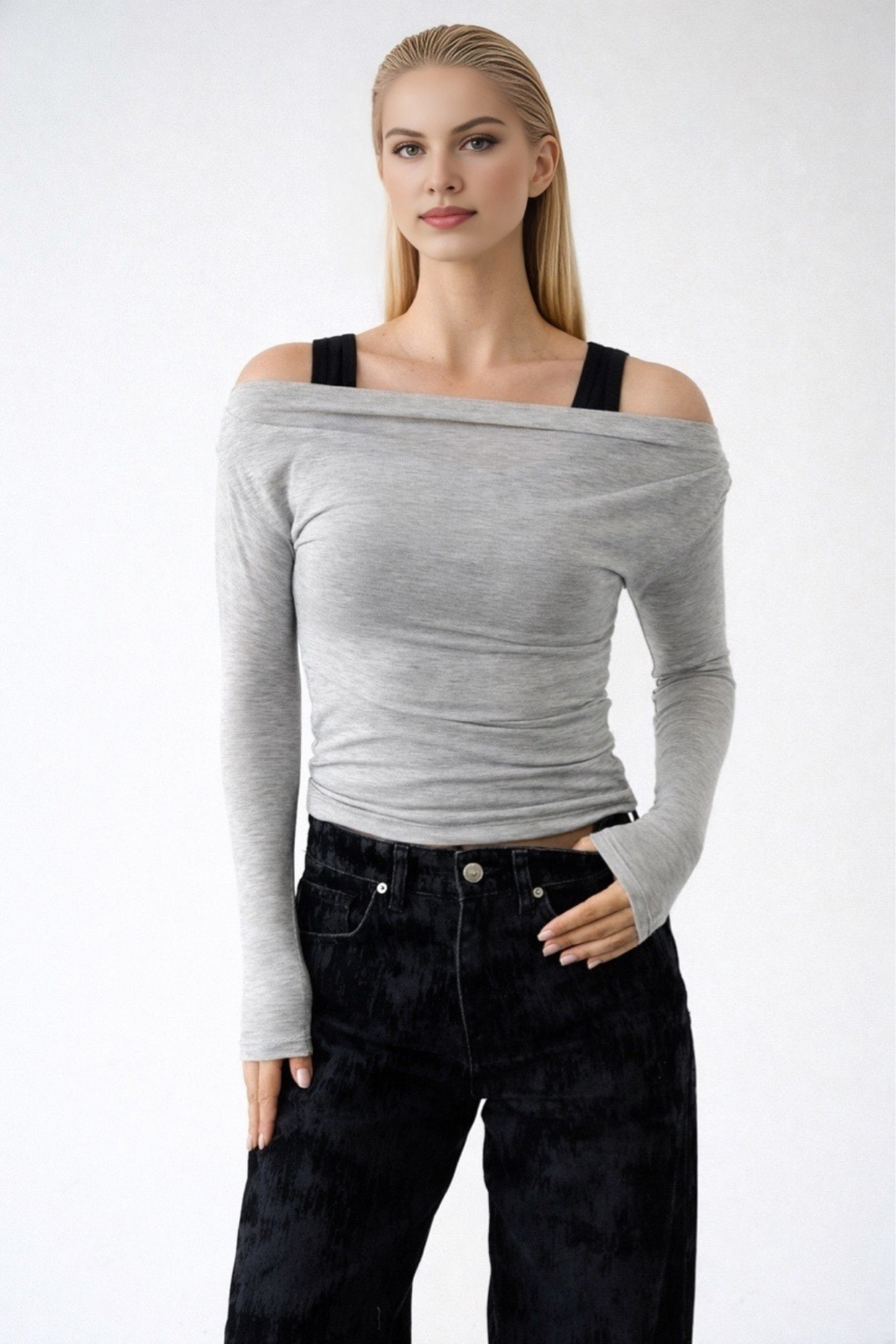 Kadın Çift Katman Askılı Bluz