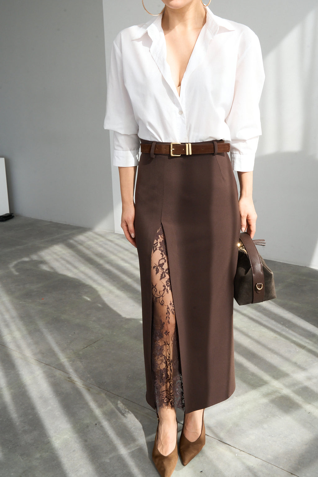 Kadın Dantel Yırtmaçlı Etek