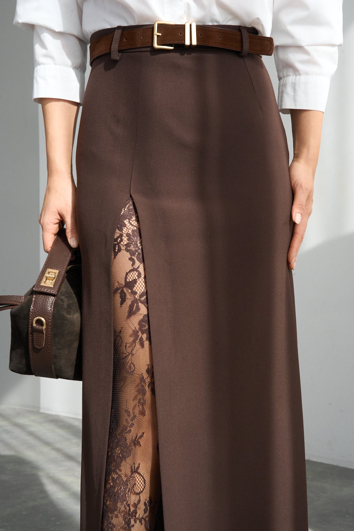 Kadın Dantel Yırtmaçlı Etek