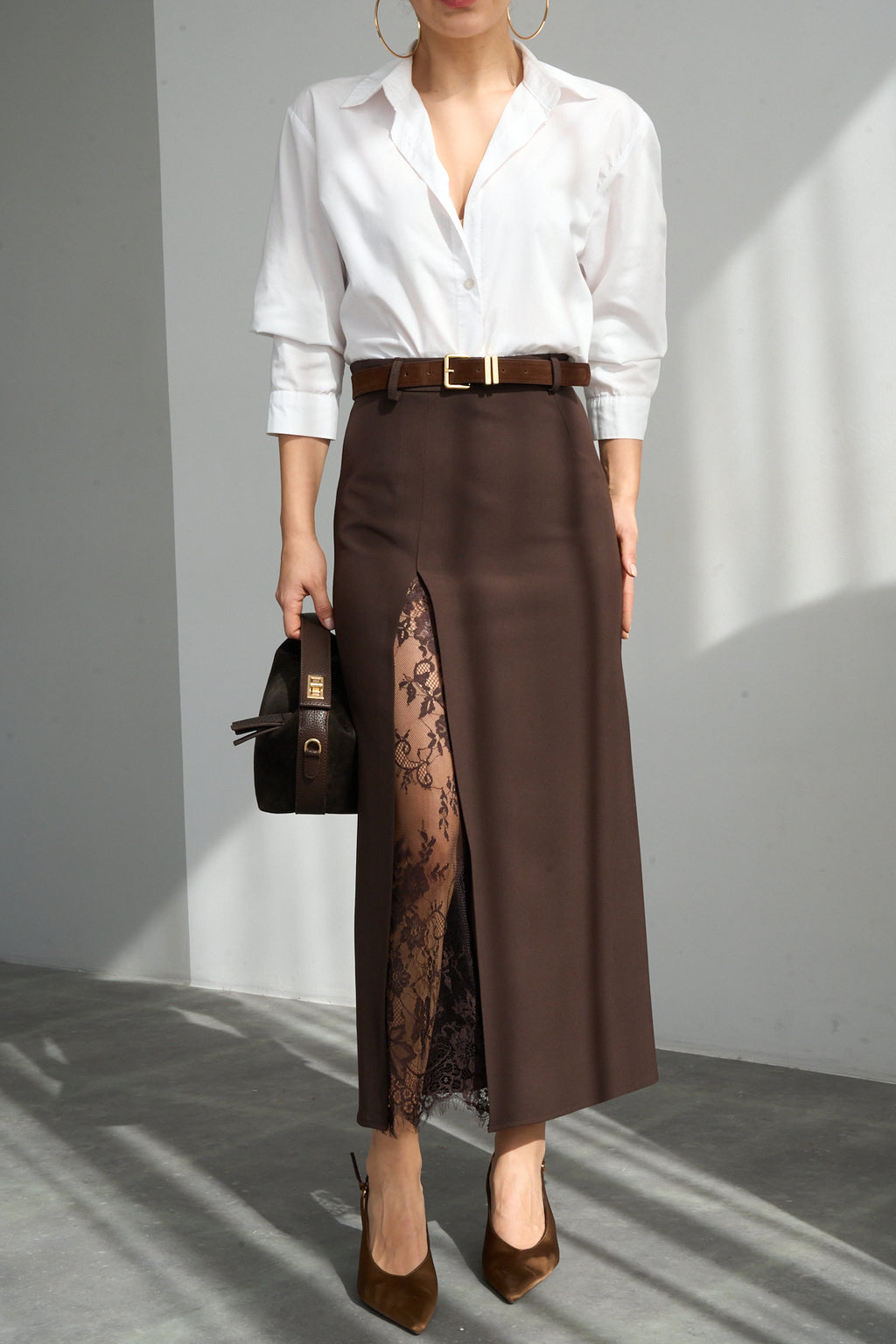 Kadın Dantel Yırtmaçlı Etek