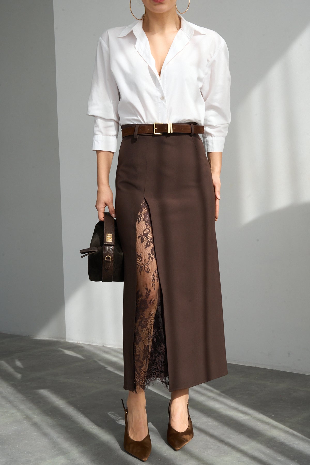 Kadın Dantel Yırtmaçlı Etek