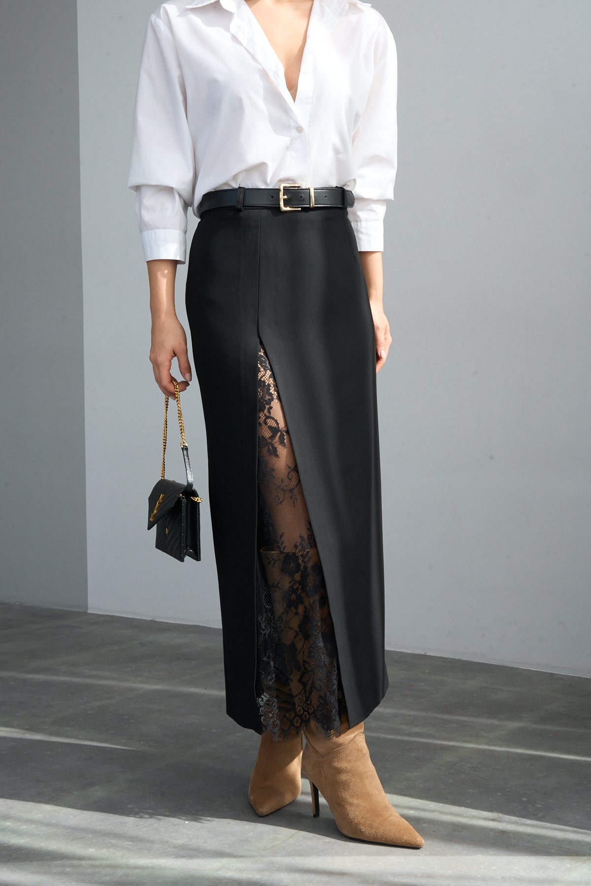 Kadın Dantel Yırtmaçlı Etek