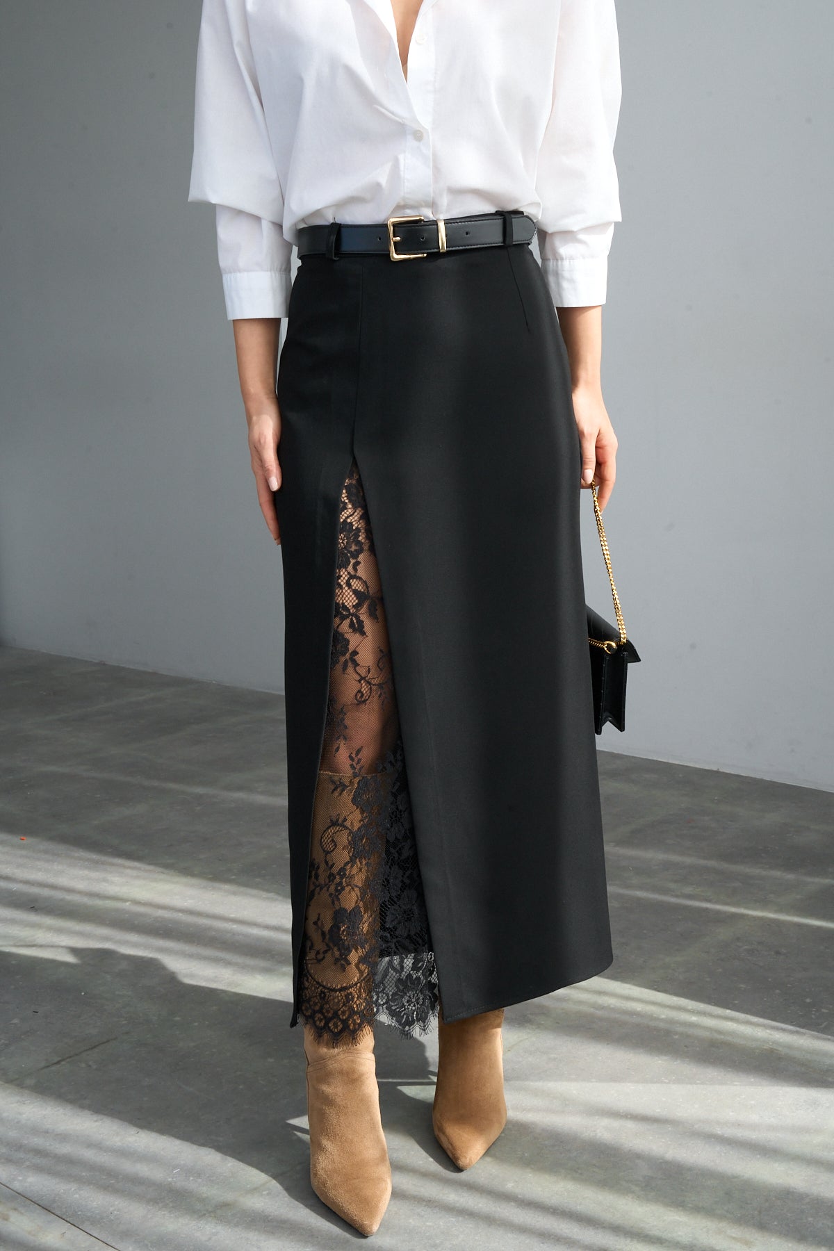 Kadın Dantel Yırtmaçlı Etek