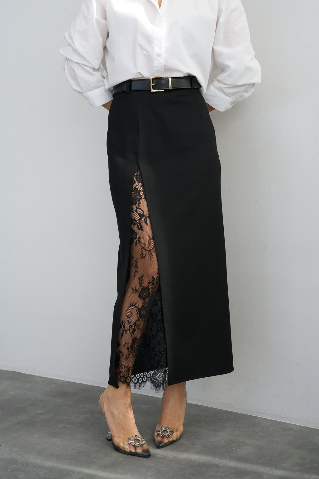 Kadın Dantel Yırtmaçlı Etek