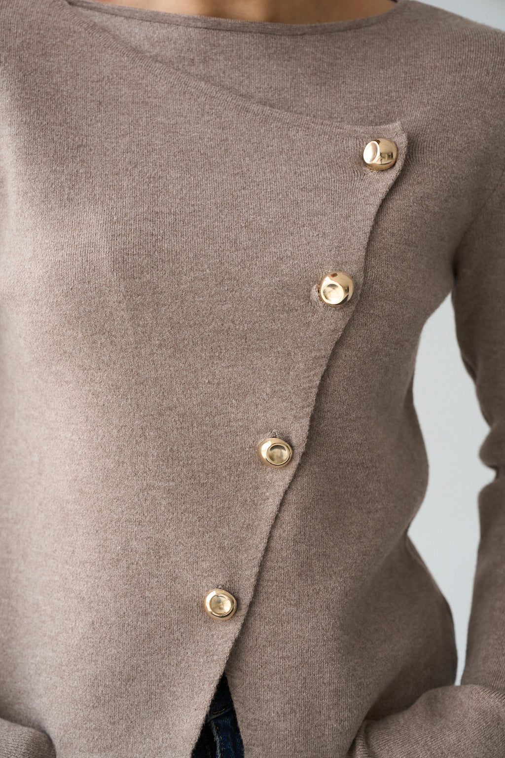 Kadın Asimetrik Gold Düğmeli Hrıka