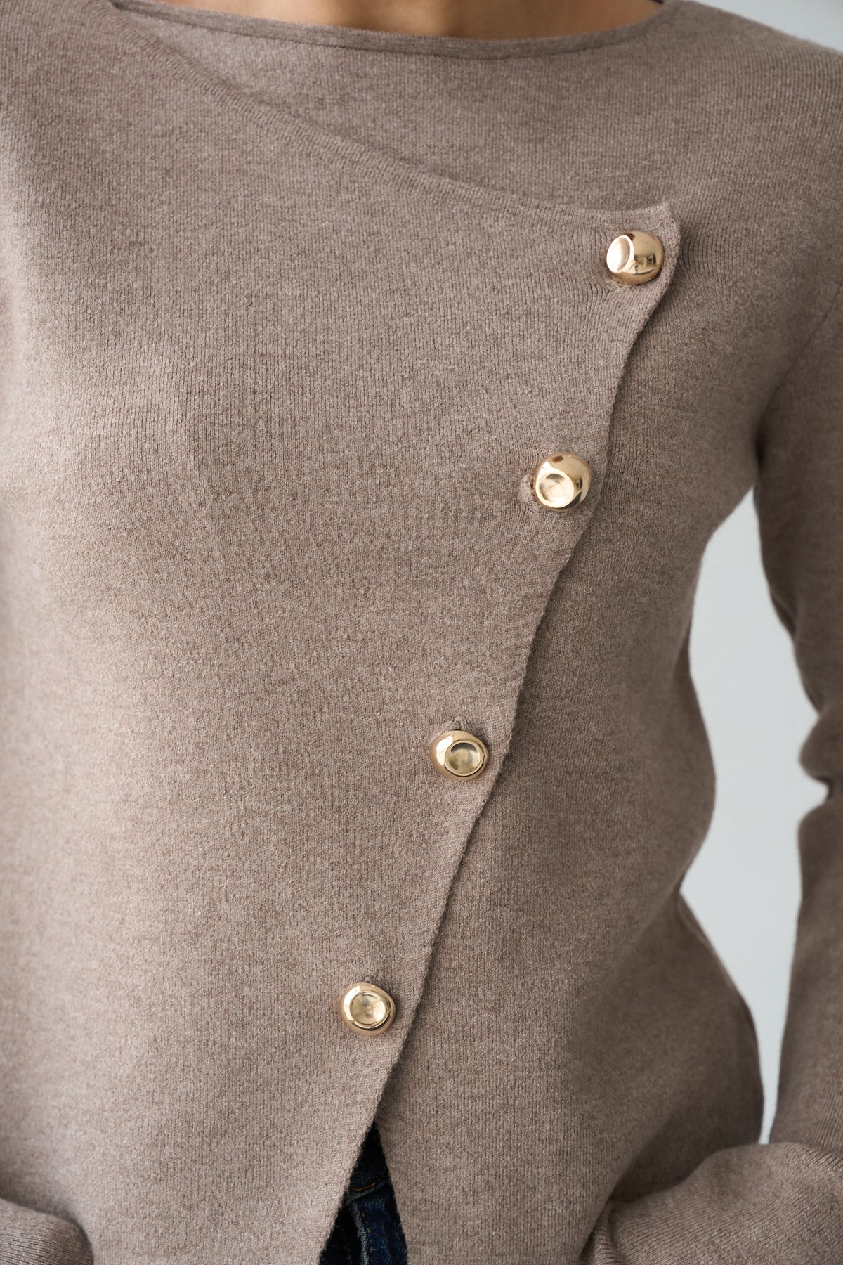 Kadın Asimetrik Gold Düğmeli Hrıka