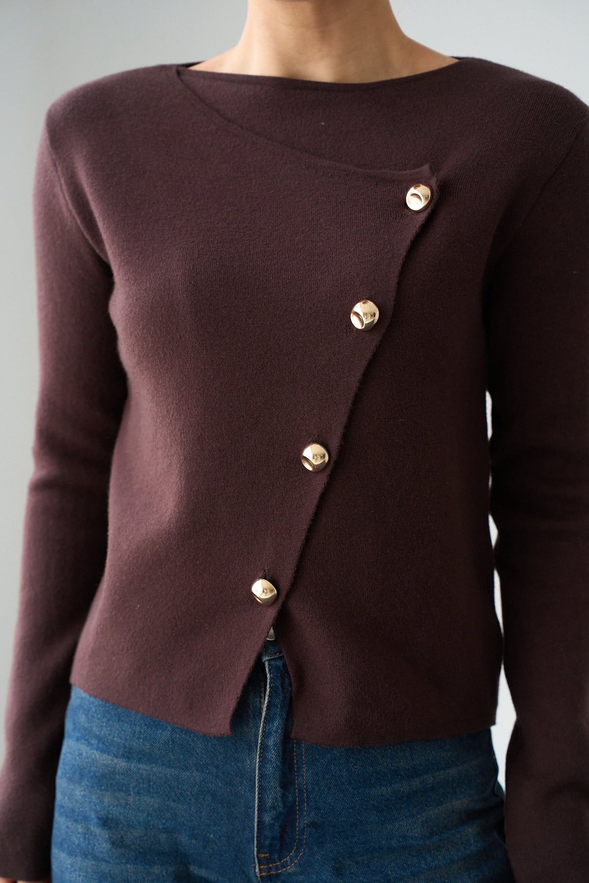 Kadın Asimetrik Gold Düğmeli Hrıka