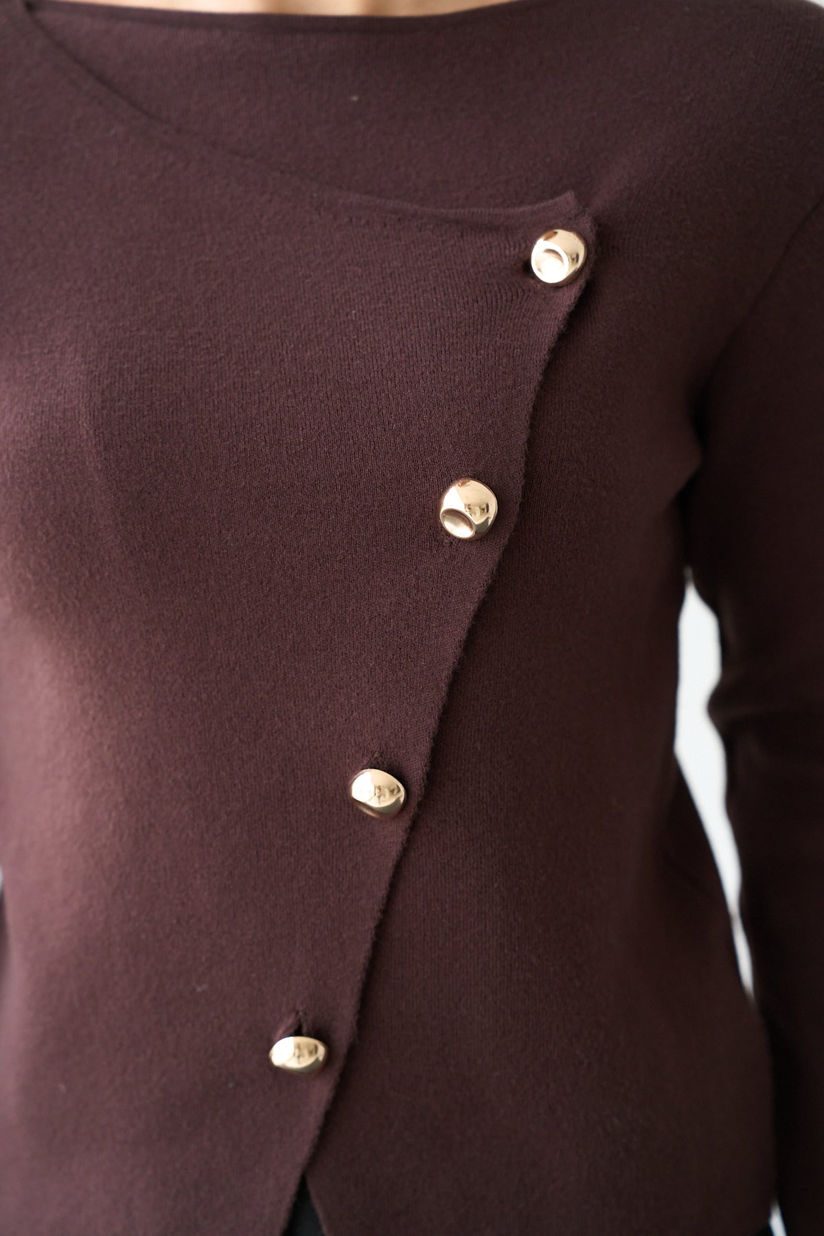 Kadın Asimetrik Gold Düğmeli Hrıka