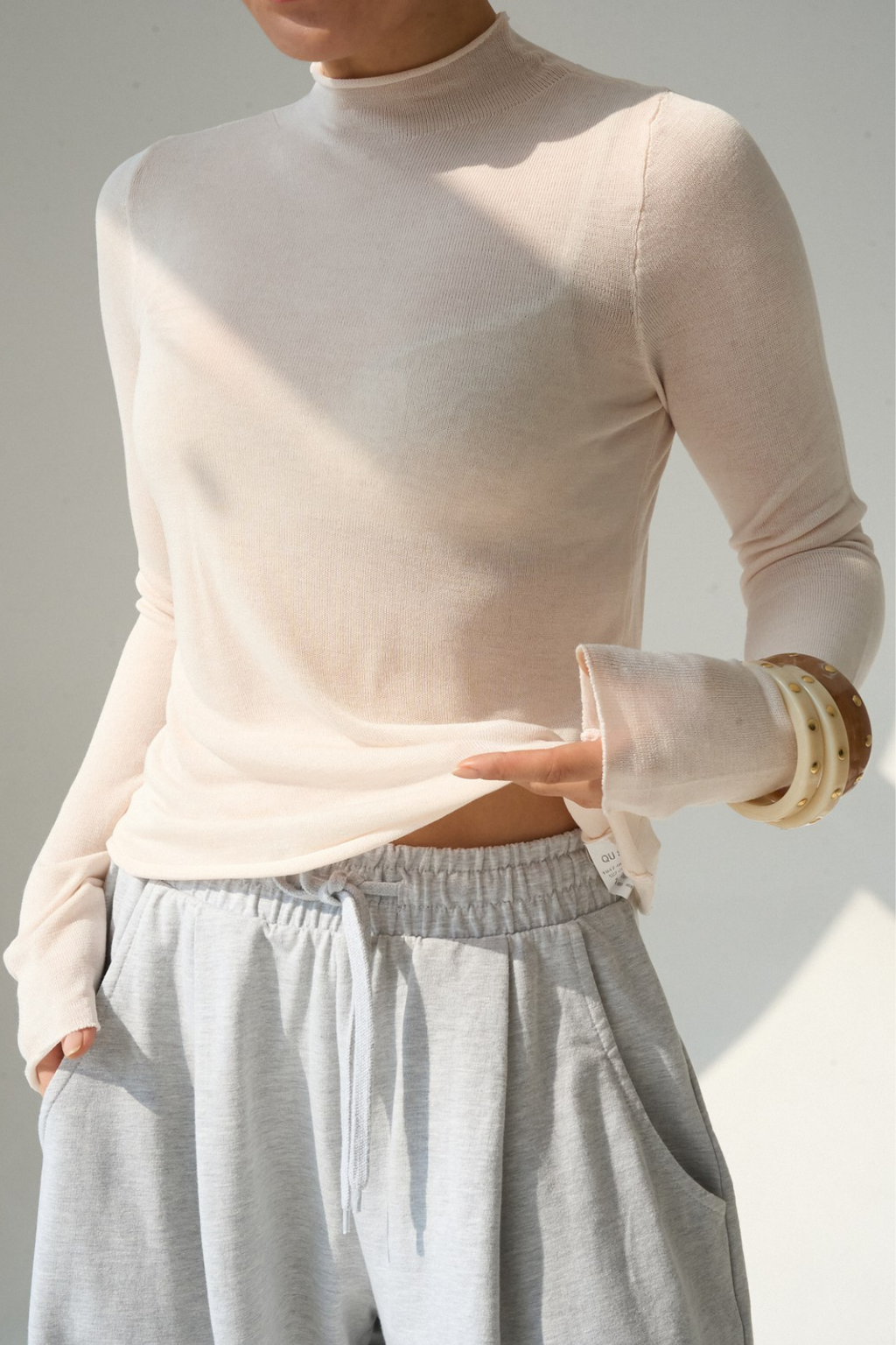 Kadon Taş Dik Yak Transparan Bluz